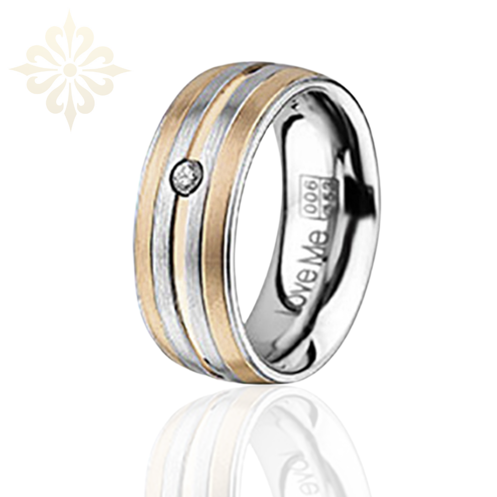 CANNES-1 Adet 7.80mm Genişlik Kadın Çelik Alyans Yüzük LM-006/Kadın