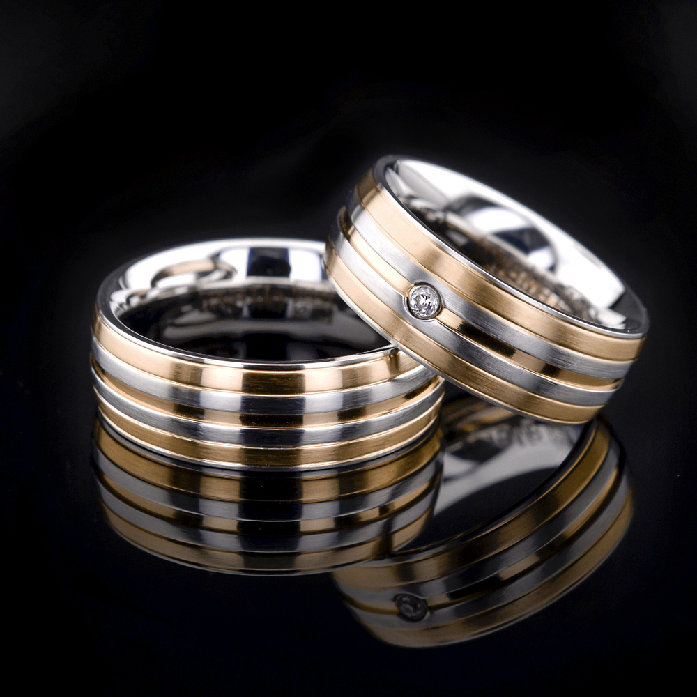 CANNES 7.80mm Çelik Alyans Yüzük – Altın, Beyaz ve Rose Renk Seçenekleri