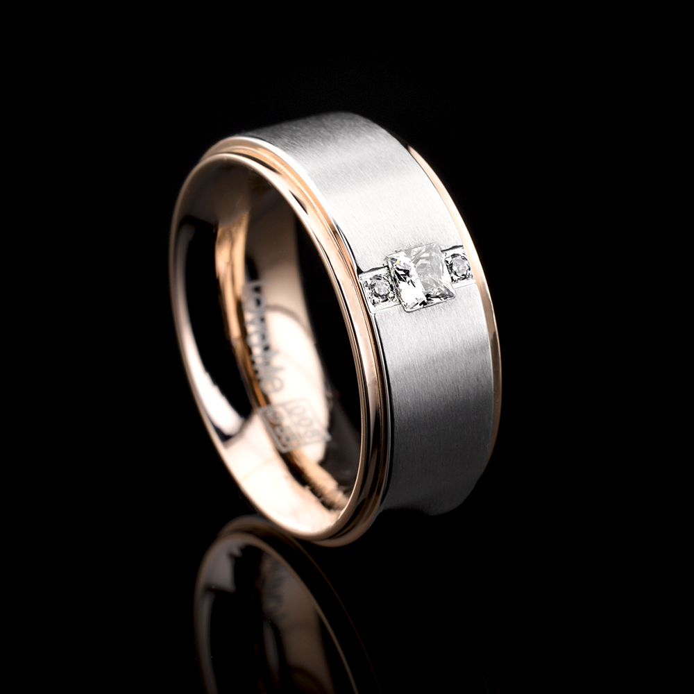 St. PETERSBURG-1 Adet 8.60mm Genişlik Kadın Taşlı Çelik Alyans Yüzük LM-008/Kadın