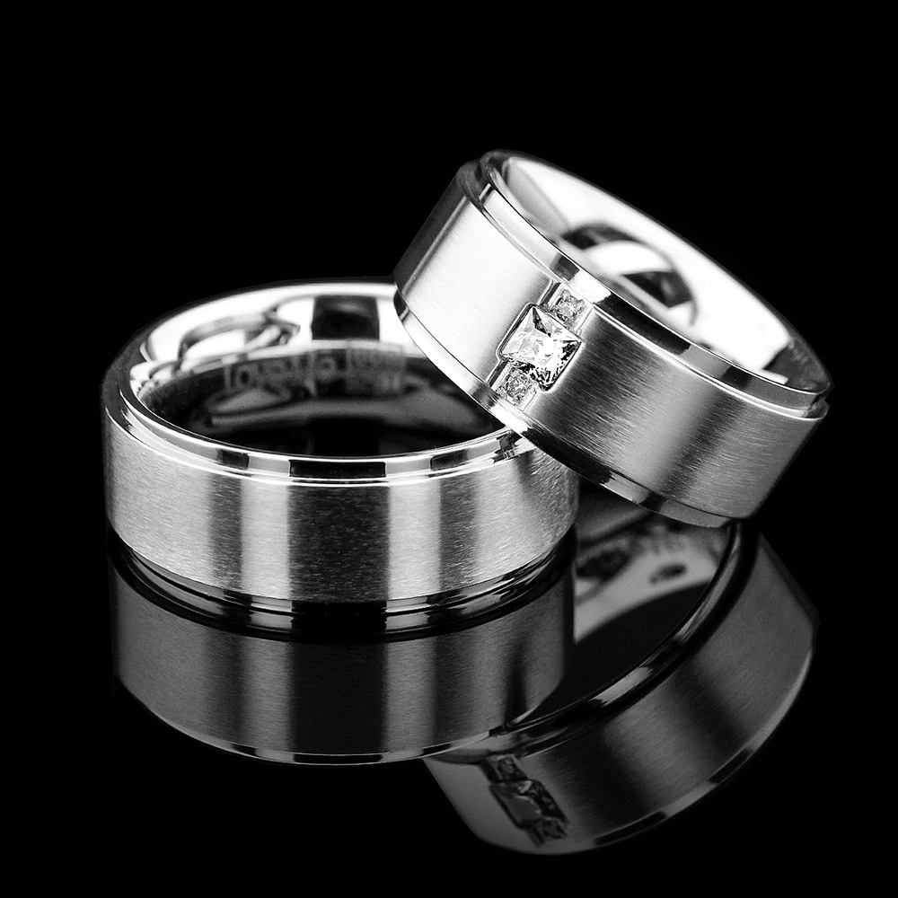 ST.PETERSBURG-1 Adet 8.60mm Genişlik Taşsız Çelik Alyans Yüzük LM-008/Erkek