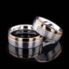 SANTORINI- 2 Adet 7.50mm Genişlik Çelik Alyans Yüzük 3 Renk Seçeneğiyle LM-009