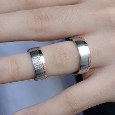 SANTORINI- 2 Adet 7.50mm Genişlik Çelik Alyans Yüzük 3 Renk Seçeneğiyle LM-009