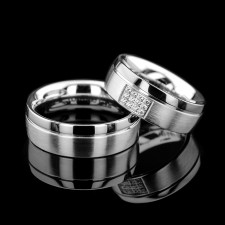 SANTORINI- 2 Adet 7.50mm Genişlik Çelik Alyans Yüzük 3 Renk Seçeneğiyle LM-009