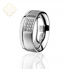 SANTORINI-1 Adet 7.50mm Genişlik Kadın Taşlı Çelik Alyans Yüzük LM-009/Kadın