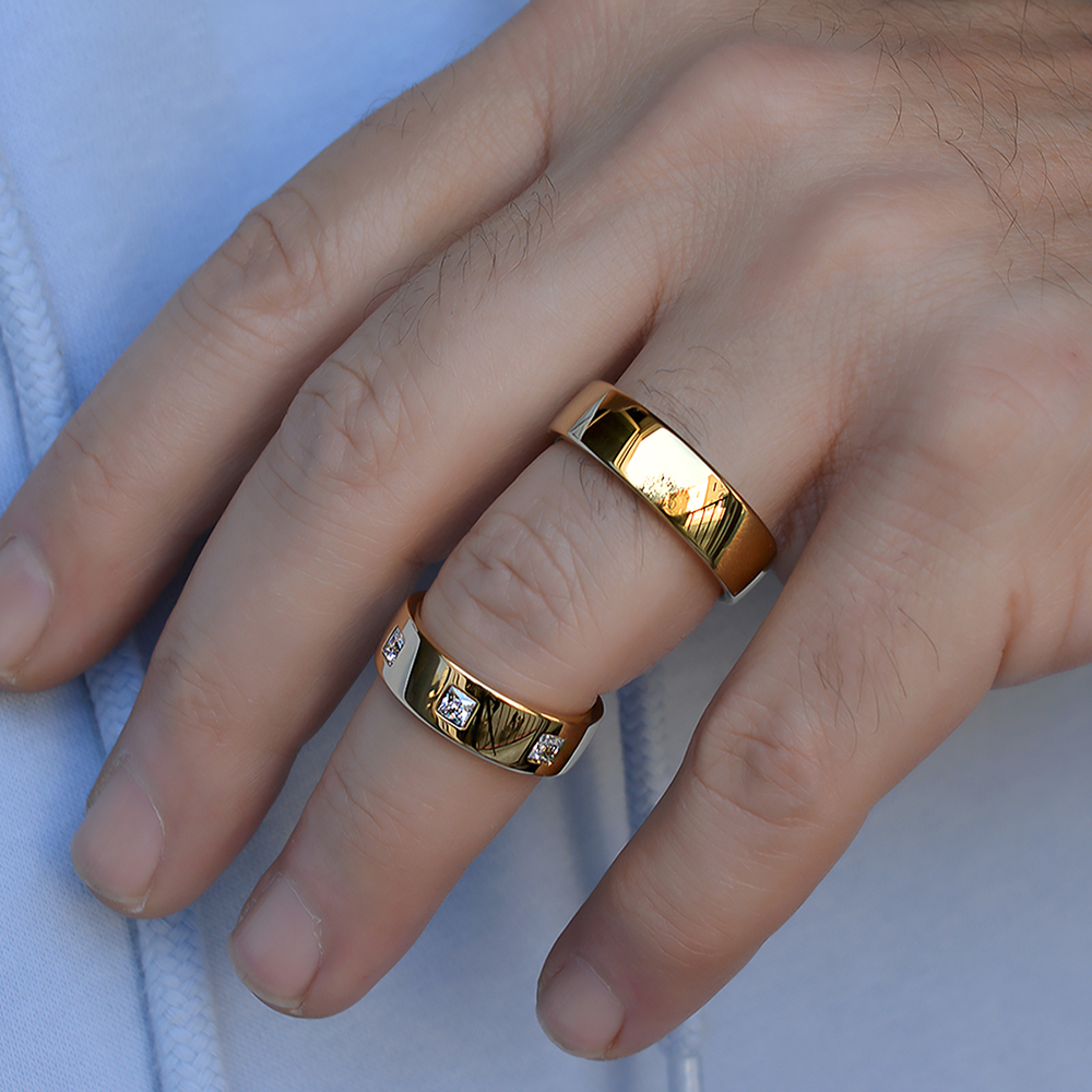 SYDNEY-1 Adet 6.90mm Genişlik Taşsız Çelik Alyans Yüzük LM-010/Erkek