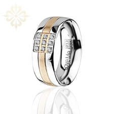 GENEVE-1 Adet 7.80mm Genişlik Kadın Taşlı Çelik Alyans Yüzük LM-013/Kadın