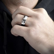 GENEVE-1 Adet 7.80mm Genişlik Taşsız Çelik Alyans Yüzük LM-013/Erkek