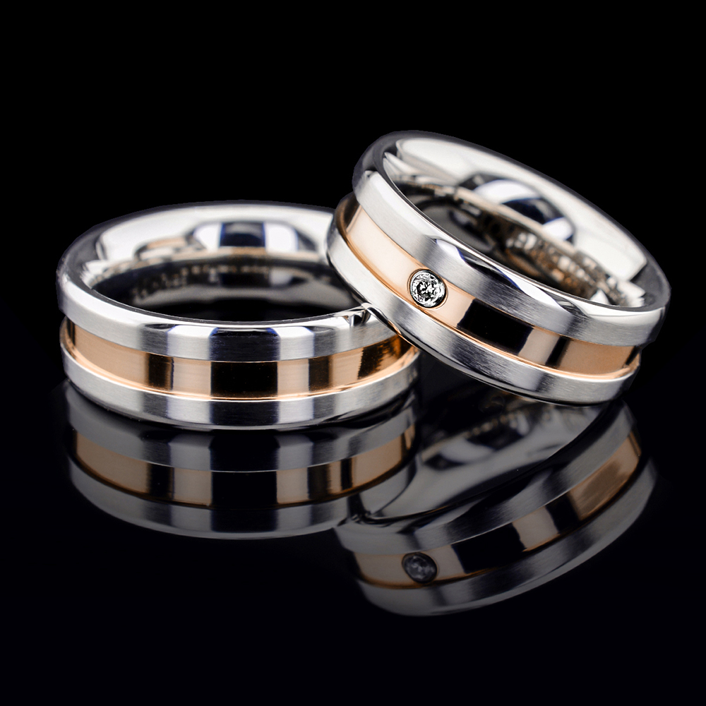 Casablanca modeli çelik alyans – 1 çift 8 mm