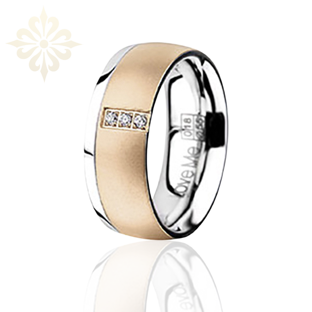 RIO de JENARIO-1 Adet 7.80mm Genişlik Kadın Taşlı Çelik Alyans Yüzük LM-018/Kadın