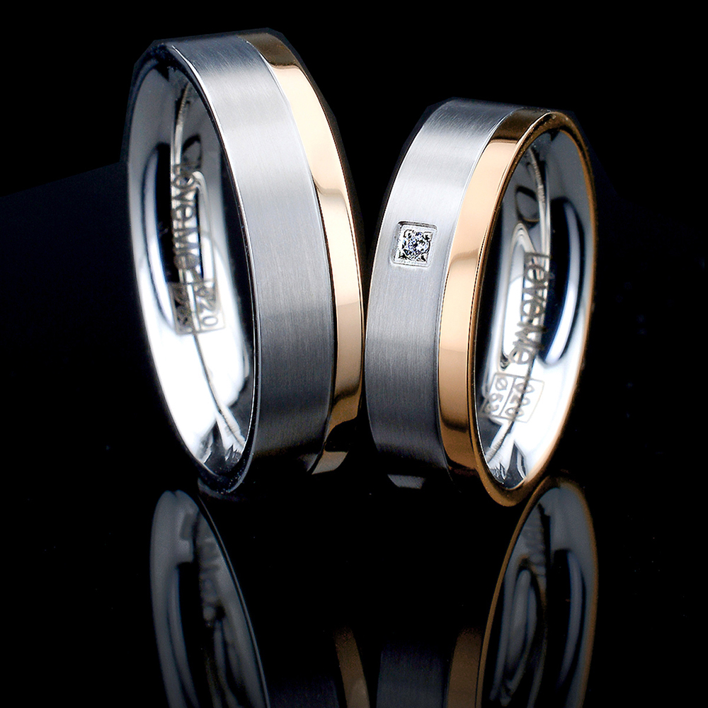 BANGKOK WhiteBANGKOK- 2 Adet 6.mm Genişlik Çelik Alyans Yüzük 3 Renk Seçeneğiyle LM-020