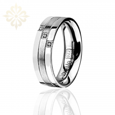 LOS ANGELES-1 Adet 6.40mm Genişlik Kadın Taşlı Çelik Alyans Yüzük LM-022/Kadın