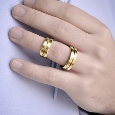 MONACO çelik alyans – 3 renkli parlak & mat bombeli unisex yüzük