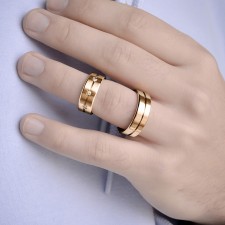 MONACO çelik alyans – 3 renkli parlak & mat bombeli unisex yüzük