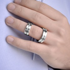 MONACO çelik alyans – 3 renkli parlak & mat bombeli unisex yüzük