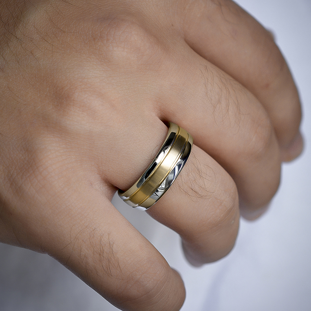 PRAGUE-1 Adet 7.80mm Genişlik Taşsız Çelik Alyans Yüzük LM-024/Erkek