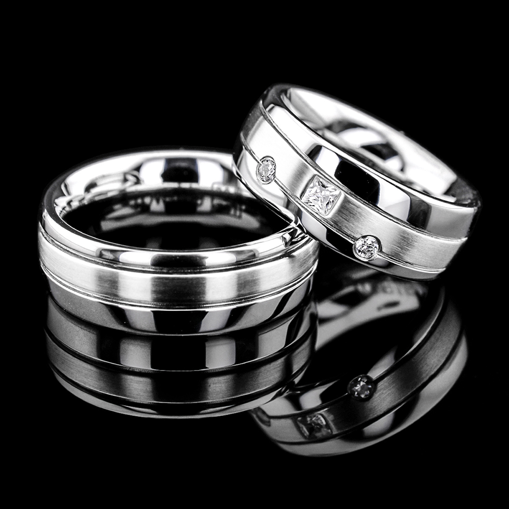 PRAGUE-1 Adet 7.80mm Genişlik Taşsız Çelik Alyans Yüzük LM-024/Erkek