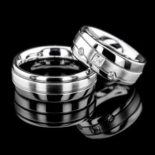 PRAGUE-1 Adet 7.80mm Genişlik Taşsız Çelik Alyans Yüzük LM-024/Erkek