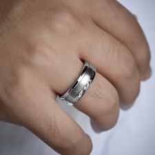 PRAGUE-1 Adet 7.80mm Genişlik Taşsız Çelik Alyans Yüzük LM-024/Erkek