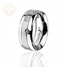 PRAGUE-1 Adet 7.80mm Genişlik Kadın Taşlı Çelik Alyans Yüzük LM-024/Kadın