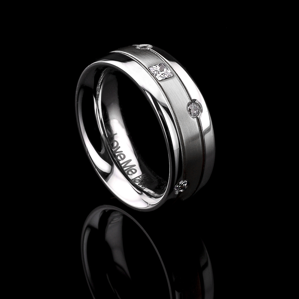 PRAGUE-1 Adet 7.80mm Genişlik Taşsız Çelik Alyans Yüzük LM-024/Erkek