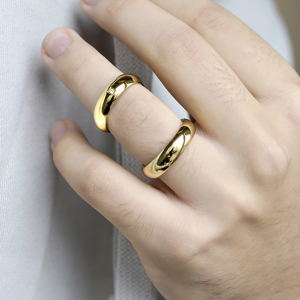 Venice alyans, parlak kararmaz çelik çift yüzük