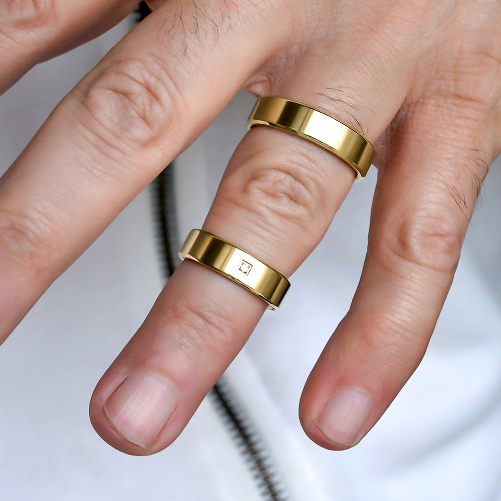 NEW YORK-1 Adet 5.90mm Genişlik Kadın Taşlı Çelik Alyans Yüzük LM-028/Kadın