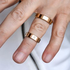 NEW YORK-1 Adet 5.90mm Genişlik Kadın Taşlı Çelik Alyans Yüzük LM-028/Kadın