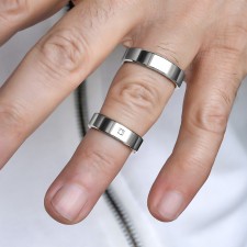 NEW YORK-1 Adet 5.90mm Genişlik Kadın Taşlı Çelik Alyans Yüzük LM-028/Kadın