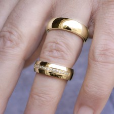 HAVANA-1 Adet 6.80mm Genişlik Kadın Taşlı Çelik Alyans Yüzük LM-030/Kadın