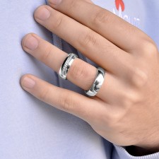 HAVANA-1 Adet 6.80mm Genişlik Kadın Taşlı Çelik Alyans Yüzük LM-030/Kadın