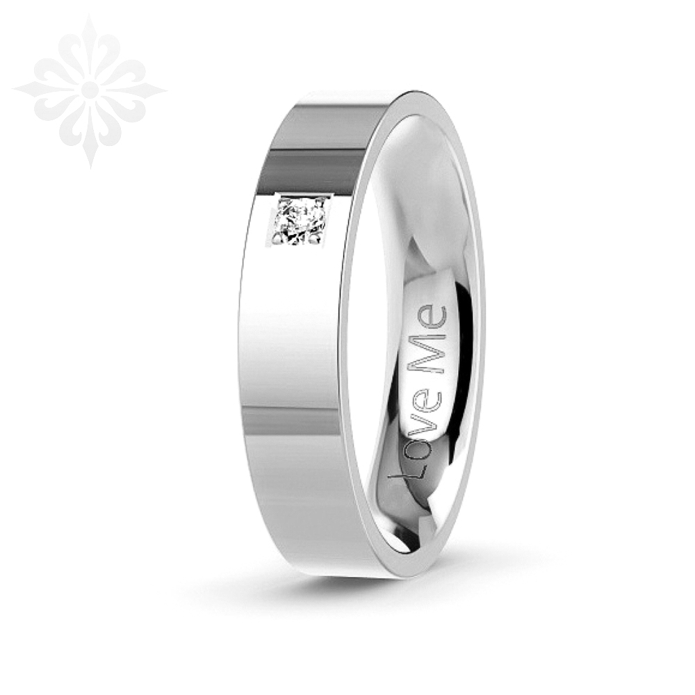 SEVILLE-1 Adet 5.mm Genişlik Mücevher Kalitesinde Parlak Kararmaz Kadın Çelik Alyans Yüzük LM-041/Kadın