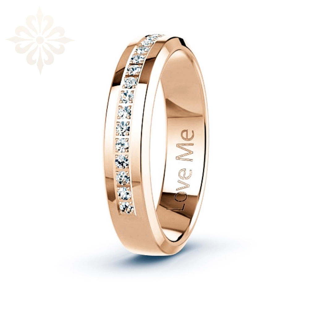 DUBAI-1 Adet 5.mm Genişlik Mücevher Kalitesinde Parlak Kararmaz Kaın Taşlı Çelik Alyans Yüzük LM-042/Kadın