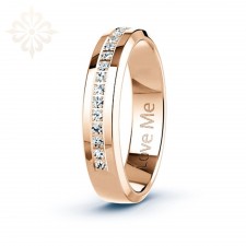 DUBAI-1 Adet 5.mm Genişlik Mücevher Kalitesinde Parlak Kararmaz Kaın Taşlı Çelik Alyans Yüzük LM-042/Kadın