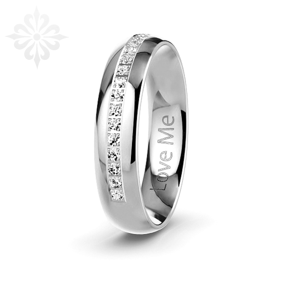 AREZZO-1 Adet 5.mm Genişlik Mücevher Kalitesinde Parlak Kararmaz Kadın Taşlı Çelik Alyans Yüzük LM-043/Kadın