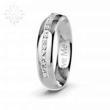 AREZZO-1 Adet 5.mm Genişlik Mücevher Kalitesinde Parlak Kararmaz Kadın Taşlı Çelik Alyans Yüzük LM-043/Kadın