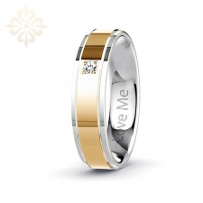 MOSCOW-1 Adet 5.50mm Genişlik Mücevher Kalitesinde Parlak Kararmaz Kadın Taşlı Çelik Alyans Yüzük LM-044/Kadın