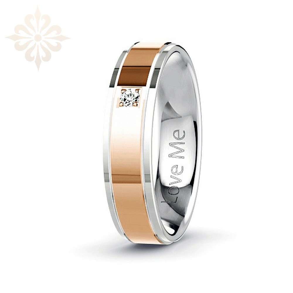 MOSCOW-1 Adet 5.50mm Genişlik Mücevher Kalitesinde Parlak Kararmaz Kadın Taşlı Çelik Alyans Yüzük LM-044/Kadın