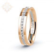 MIAMI-1 Adet 5.mm Genişlik Mücevher Kalitesinde Parlak Kararmaz Taşlı Kadın Çelik Alyans Yüzük LM-048/Kadın