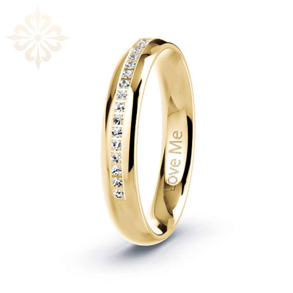 MARSILLE-1 Adet 4.mm Genişlik Mücevher Kalitesinde Parlak Kararmaz Taşlı Kadın Çelik Alyans Yüzük LM-052/Kadın