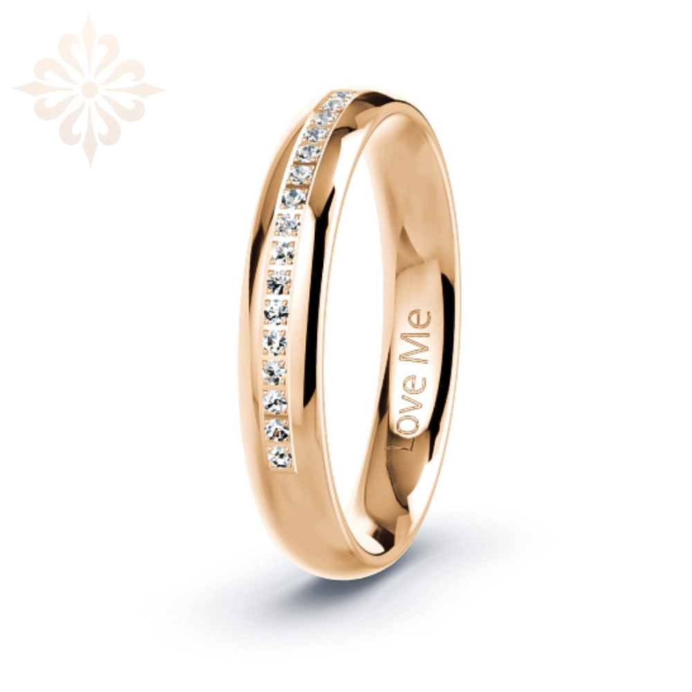 MARSILLE-1 Adet 4.mm Genişlik Mücevher Kalitesinde Parlak Kararmaz Taşlı Kadın Çelik Alyans Yüzük LM-052/Kadın