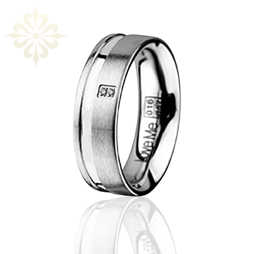 PHUKET-1 Adet 6.80mm Genişlik Kadın Taşlı Çelik Alyans Yüzük LM-016/Kadın