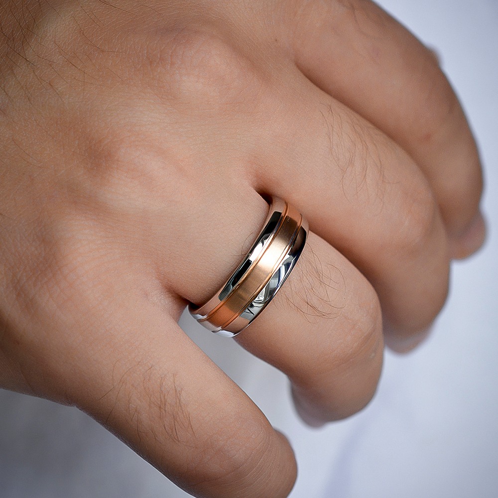 PRAGUE-1 Adet 7.80mm Genişlik Taşsız Çelik Alyans Yüzük LM-024/Erkek