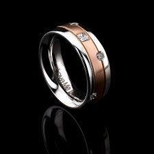 PRAGUE-1 Adet 7.80mm Genişlik Kadın Taşlı Çelik Alyans Yüzük LM-024/Kadın