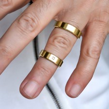 NEW YORK-1 Adet 5.90mm Genişlik Kadın Taşlı Çelik Alyans Yüzük LM-028/Kadın