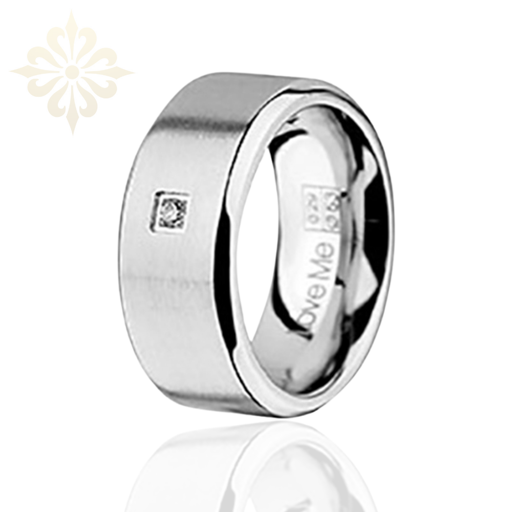 SAN FRANCISCO-1 Adet 9.mm Genişlik Kadın Taşlı Çelik Alyans Yüzük LM-029/Kadın