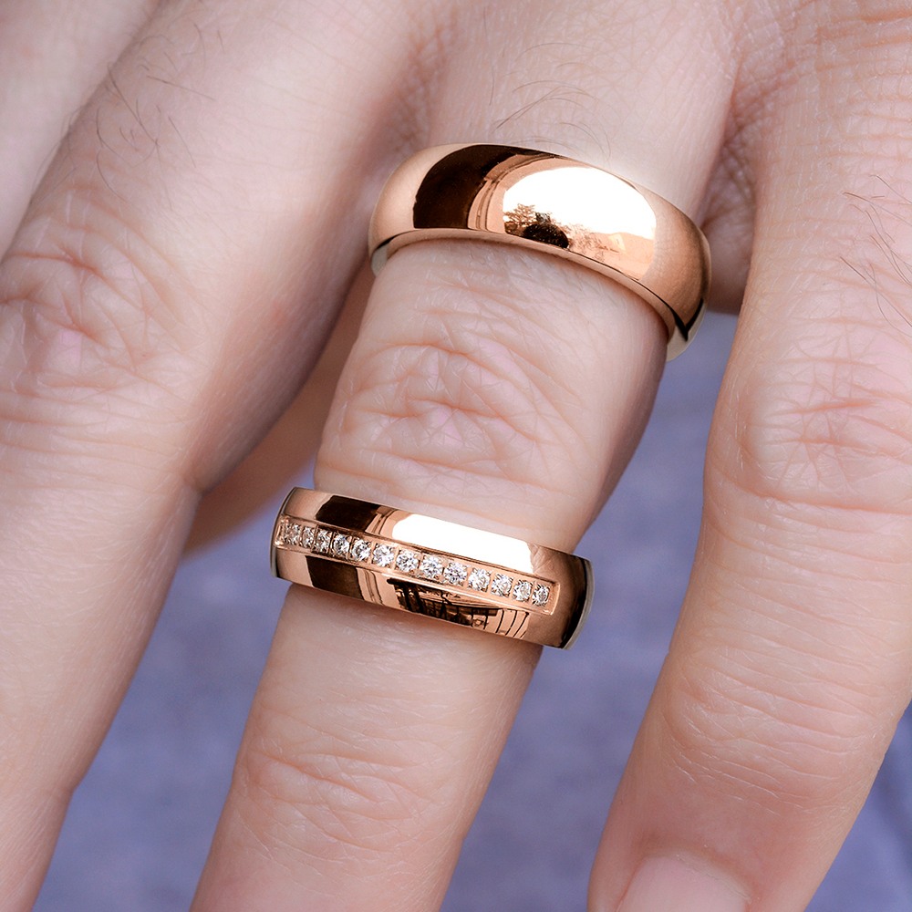 HAVANA-1 Adet 6.80mm Genişlik Kadın Taşlı Çelik Alyans Yüzük LM-030/Kadın