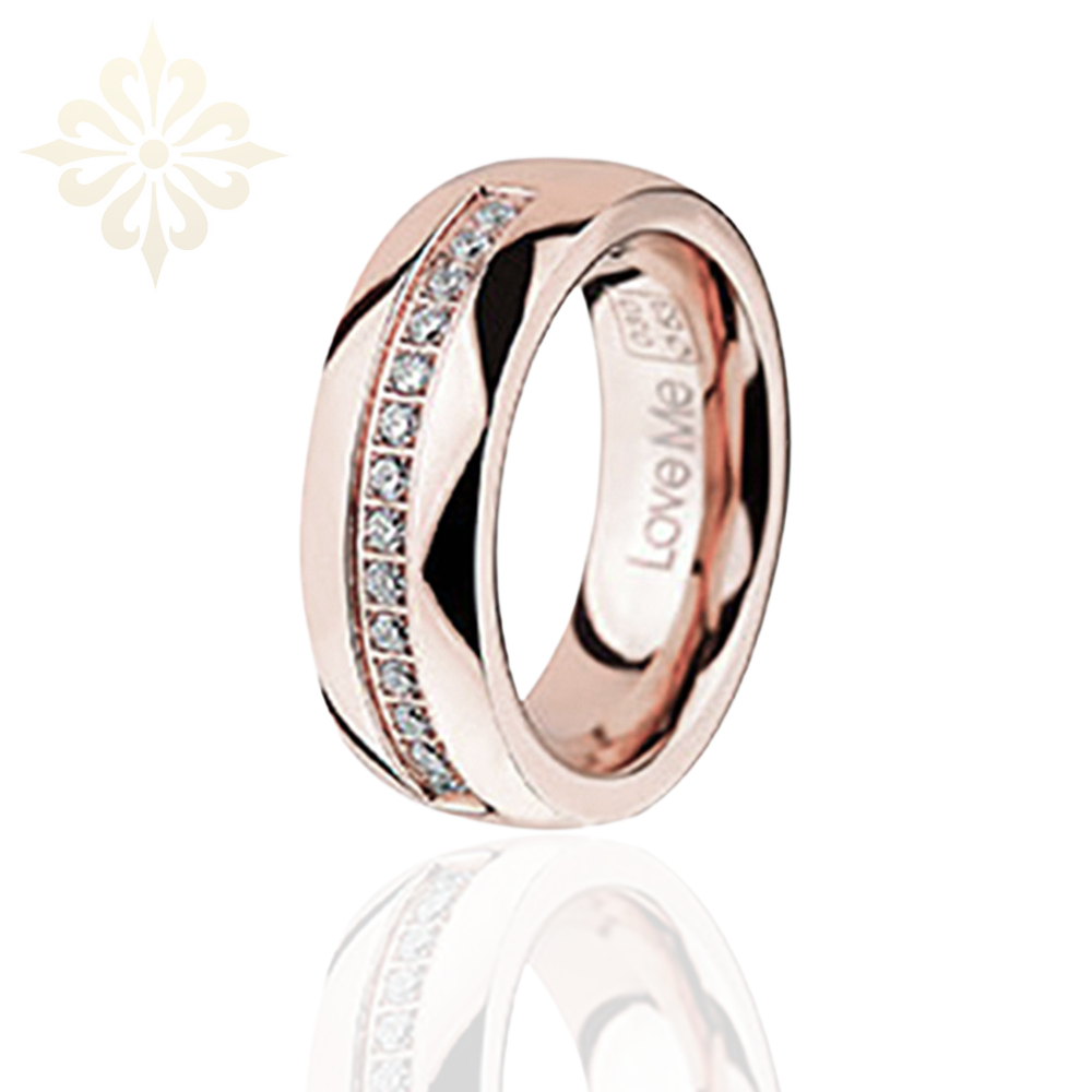 HAVANA-1 Adet 6.80mm Genişlik Kadın Taşlı Çelik Alyans Yüzük LM-030/Kadın