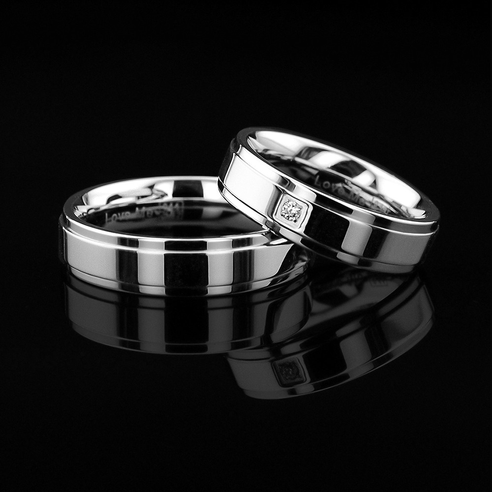 MOSCOW-1 Adet 5.50mm Genişlik Mücevher Kalitesinde Parlak Kararmaz Unisex Çelik Alyans Yüzük LM-044/Erkek
