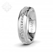 VERONA-1 Adet 6.mm Genişlik Mücevher Kalitesinde Parlak Kararmaz Kadın Taşlı Çelik Alyans Yüzük LM-053/Kadın