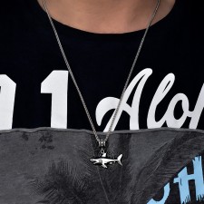 925 Ayar Gümüş Köpekbalığı Figürlü Unisex Kolye | LMN-5022